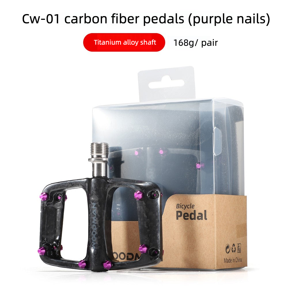 Carbon Fiber Pedals with Titanium Axle for Folding Bike Lightweight Flat Pedal Quick Release Option