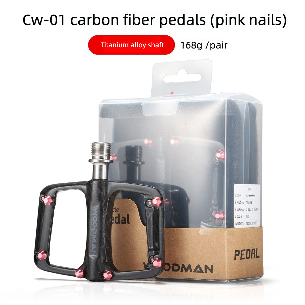 Carbon Fiber Pedals with Titanium Axle for Folding Bike Lightweight Flat Pedal Quick Release Option
