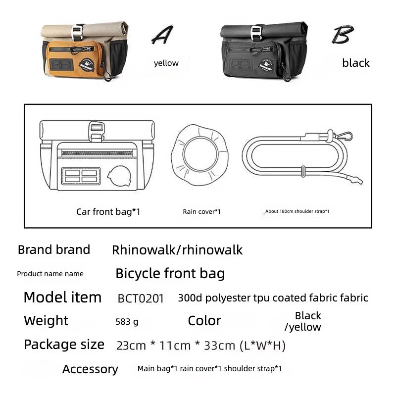 Folding Bike Front Bag with Mount – Quick Release Handlebar Bag