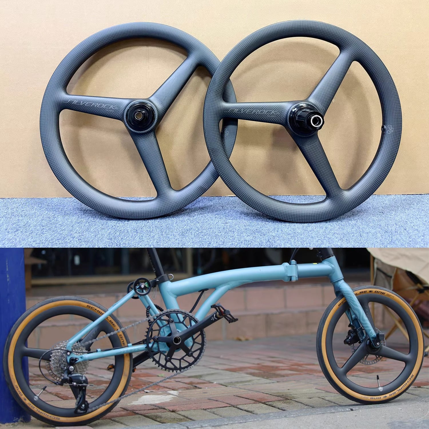 SILVEROCK carbon fiber three-knife wheel set JAVA NEO folding car special 16-inch 349 disc brake 60T ratchet