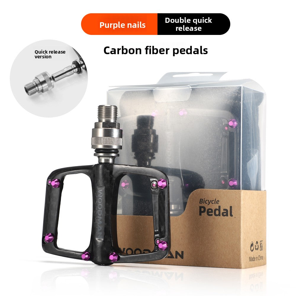 Carbon Fiber Pedals with Titanium Axle for Folding Bike Lightweight Flat Pedal Quick Release Option