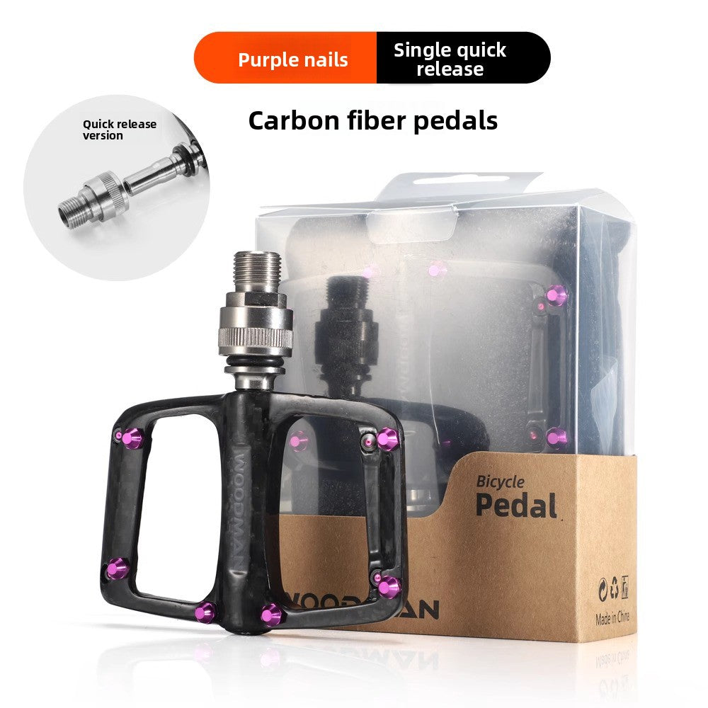 Carbon Fiber Pedals with Titanium Axle for Folding Bike Lightweight Flat Pedal Quick Release Option